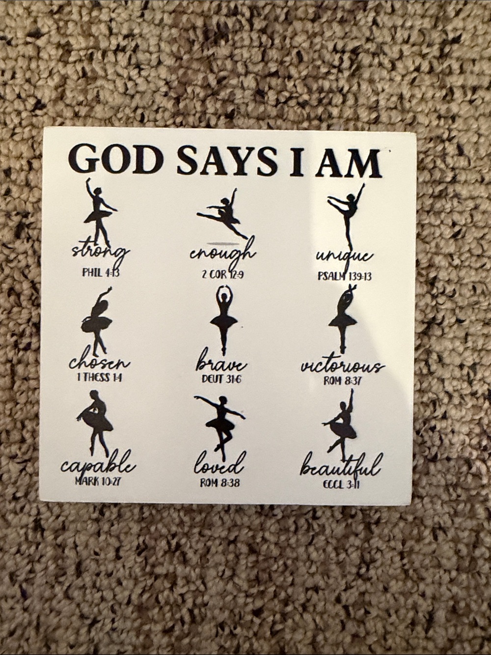 Dance wooden Decor God Says I Am Wall Art - Black on White
